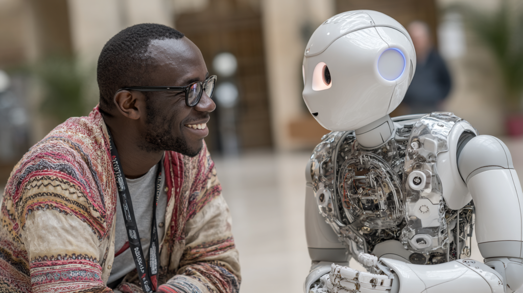 A man talking with an AI agent