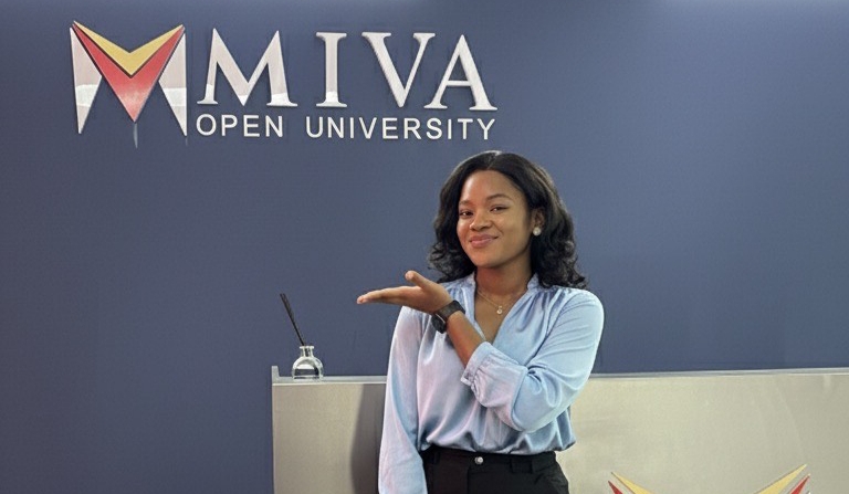 Lydia Nwobodo on her first day at Miva.