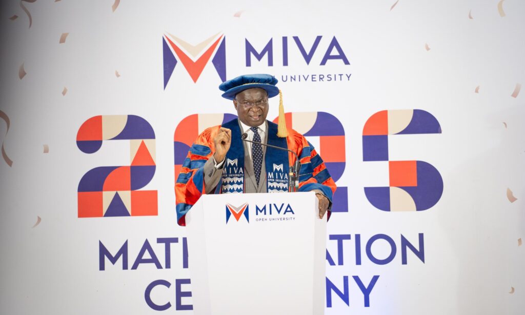 His Excellency Babatunde Raji Fashola, SAN, CON, former governor of Lagos state and Minister of Power, Works and Housing, during his keynote speech at the third Miva Open University Matriculation Ceremony in Abuja.
