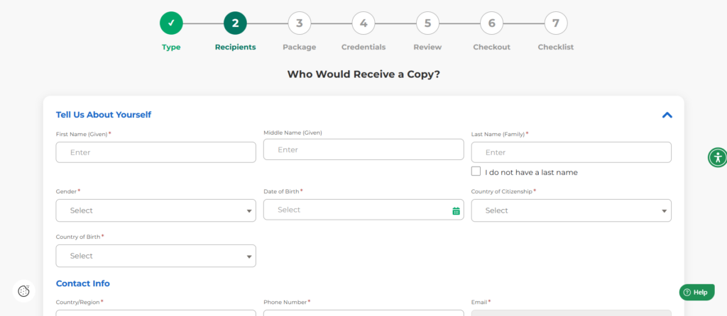 Enter your contact details and address