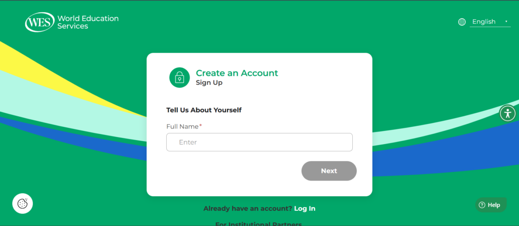 Create or log in to your WES account