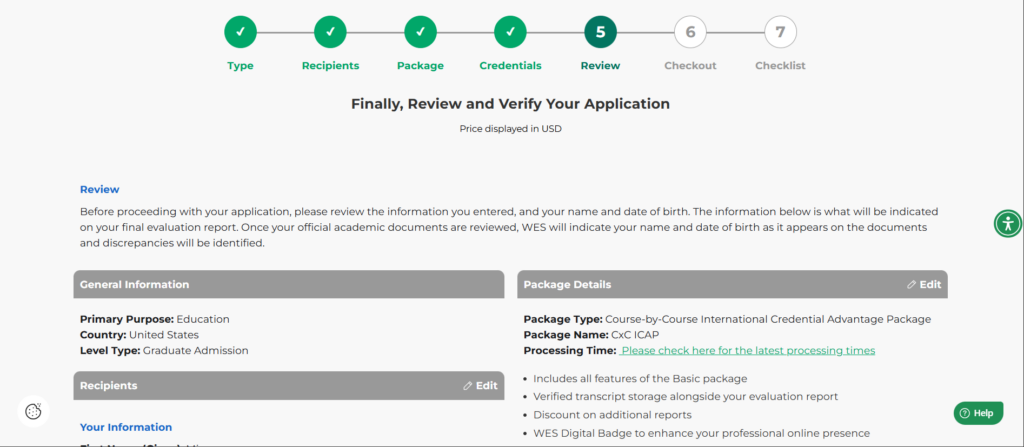 Review your application