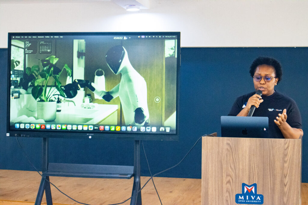 Elohor Omonemu, Vice President of Content at uLesson Group, presenting at the Scaling Stories: AI Video workshop.