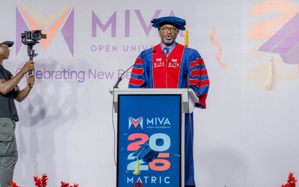 Prof. Tayo Arulogun, Vice-Chancellor, Miva Open University, during his welcome address.